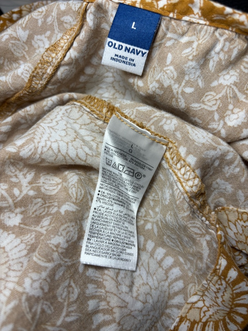 Old Navy Floral Tie Strap Sundress Mustard Boho Summer Dress L - Picture 3 of 6